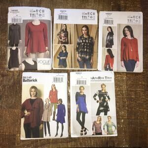 UNCUT Vogue Sewing Patterns Misses Size 8-14 *LOT OF 5* Modern Artsy Shirts
